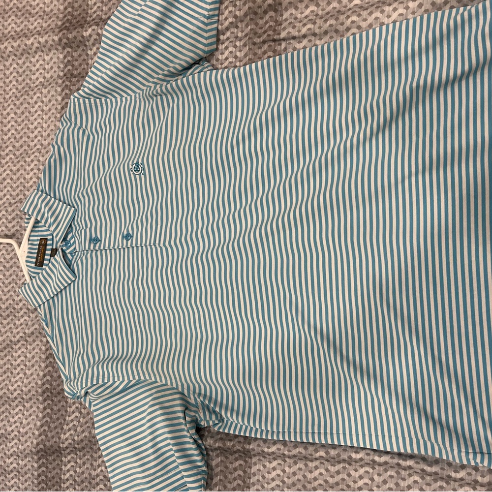 Peter Millar Summer Comfort Blue and White Striped Polo